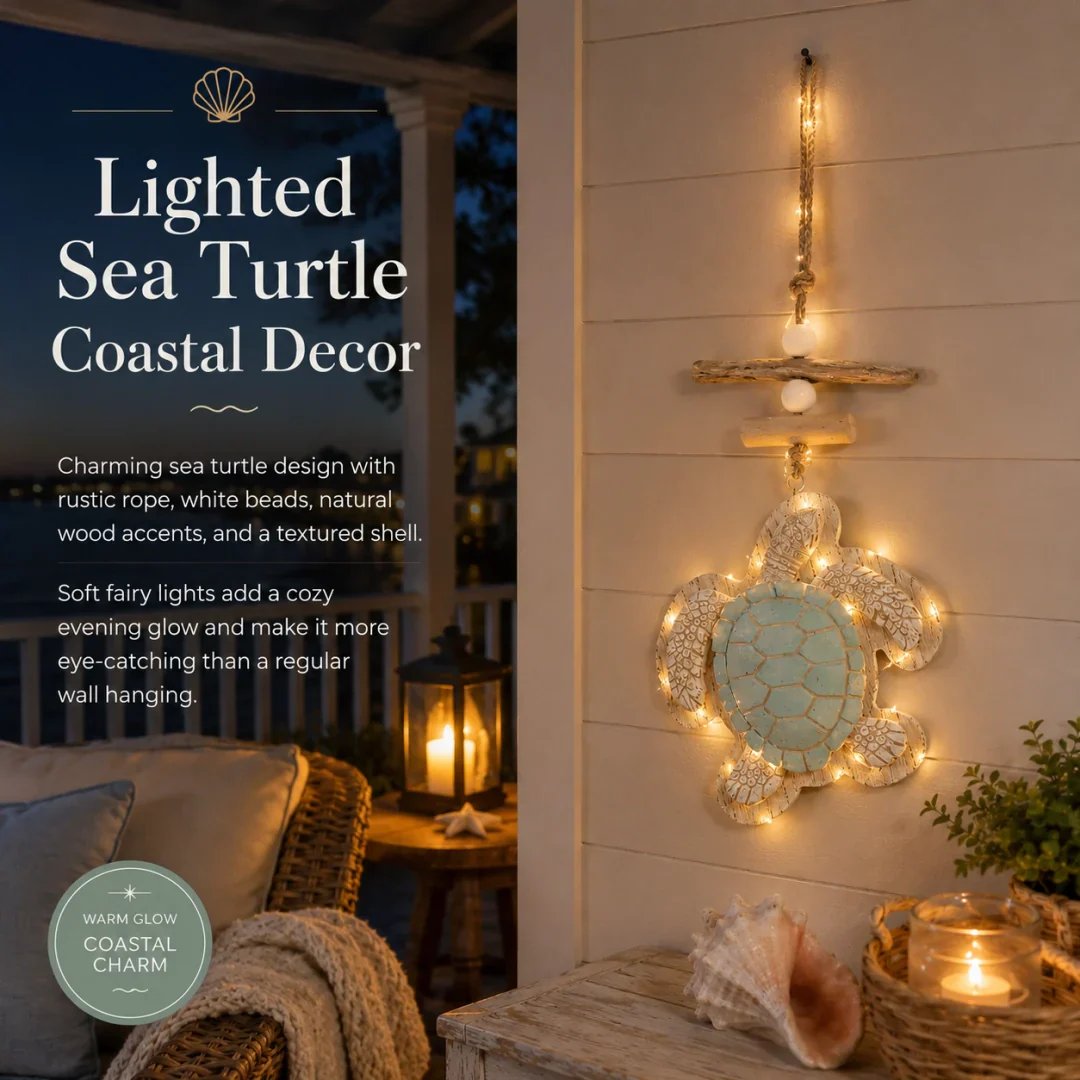 Glow-in-the-Dark Coastal Turtle Wall Hanging 🐢💋