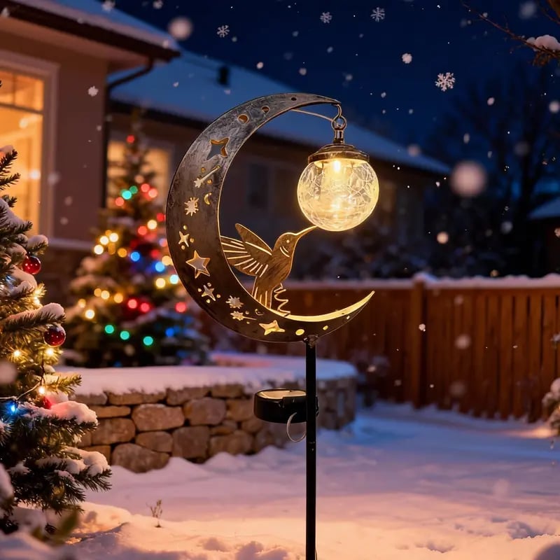 🌙✨Hummingbird Moon Solar Garden Stake Light🏆