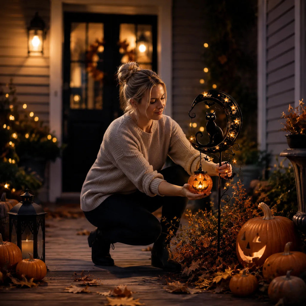 🌙 Solar-Powered Black Cat Garden Stake Light – Create a Magical Halloween Glow in Your Yard💋