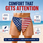 😎🇺🇸 Funny Patriotic Men’s Swim Trunks – Freedom & Chill Summer Beach Shorts 🏖️💋