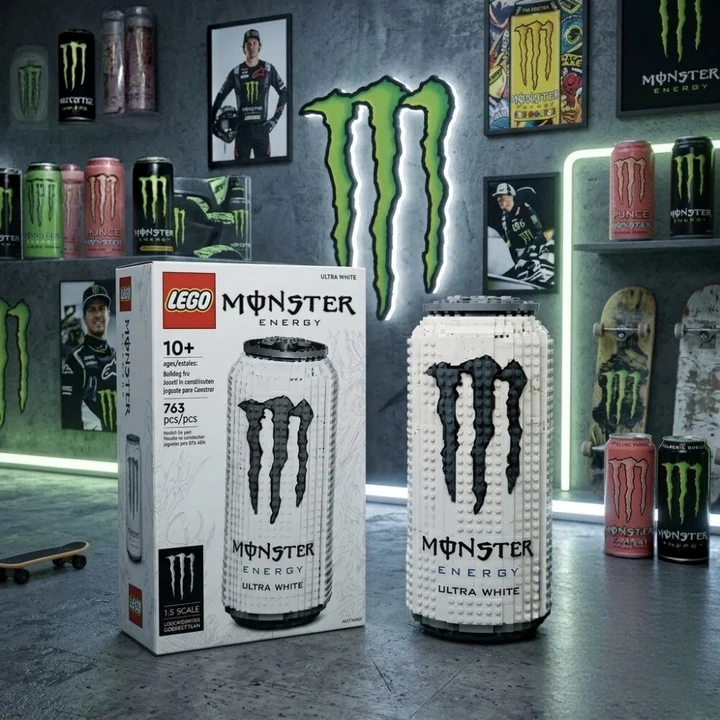 Monster Energy Ultra White Can Building Brick Set Collector Edition💋