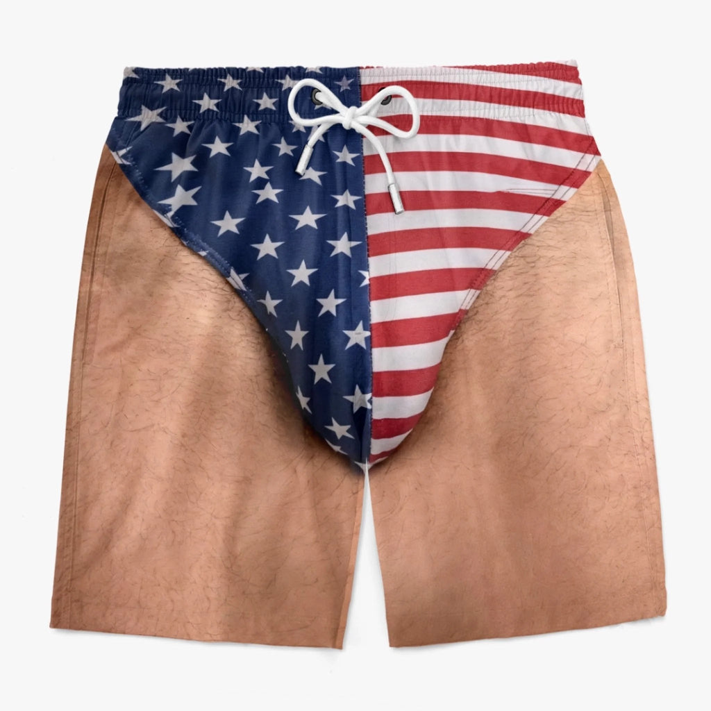 😎🇺🇸 Funny Patriotic Men’s Swim Trunks – Freedom & Chill Summer Beach Shorts 🏖️💋