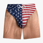 😎🇺🇸 Funny Patriotic Men’s Swim Trunks – Freedom & Chill Summer Beach Shorts 🏖️💋