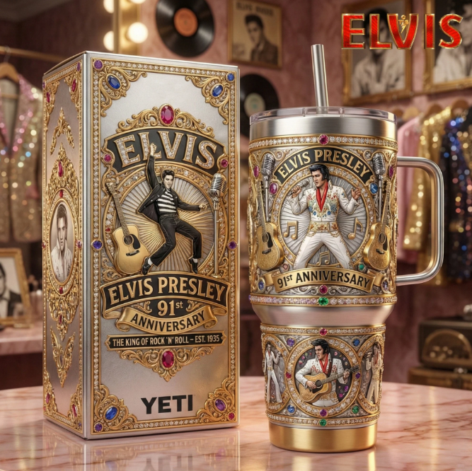 🎤HOT Elvis Presley Tumbler with Handle🏆