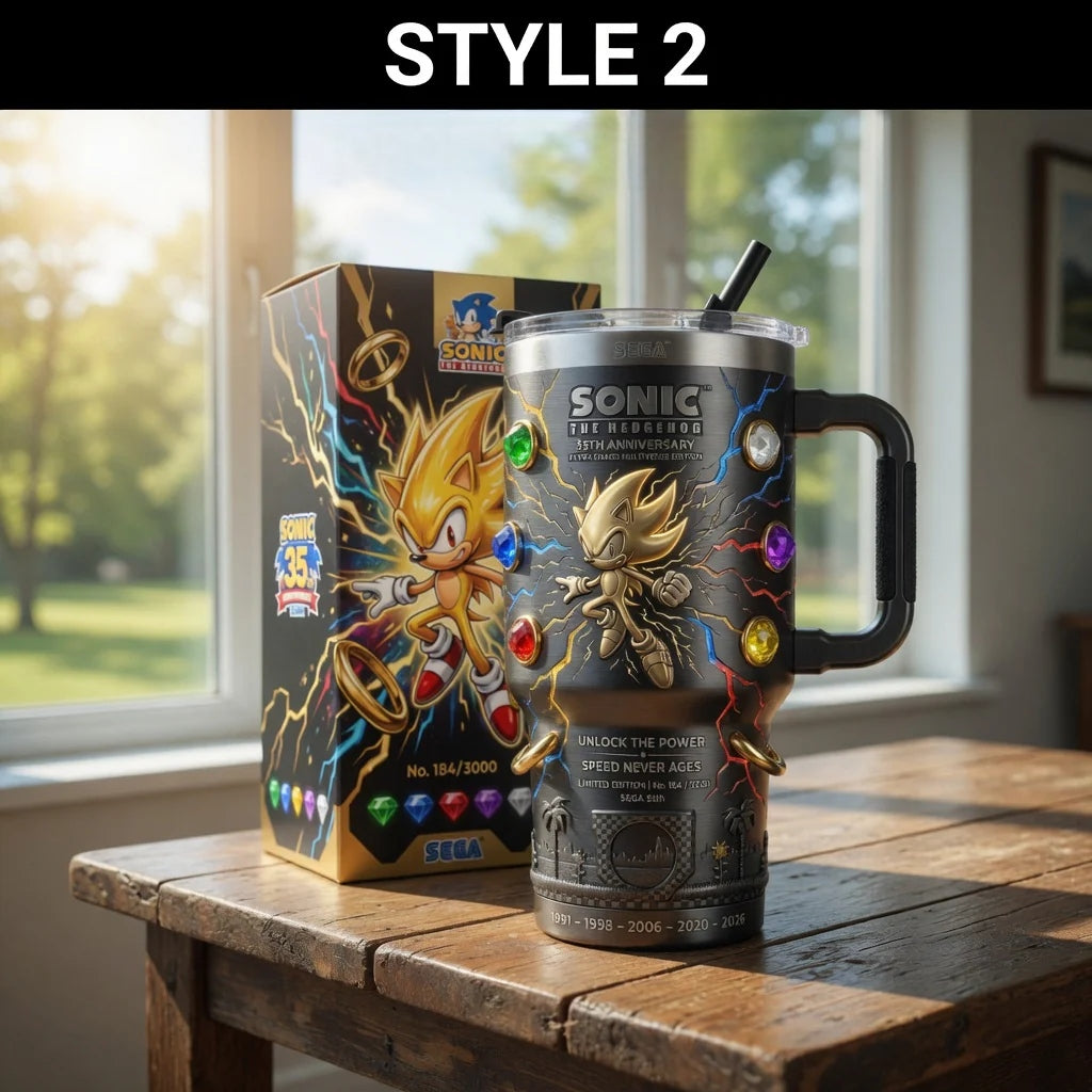 🦔🎮Sonic 35th Anniversary YETI Tumbler🏆