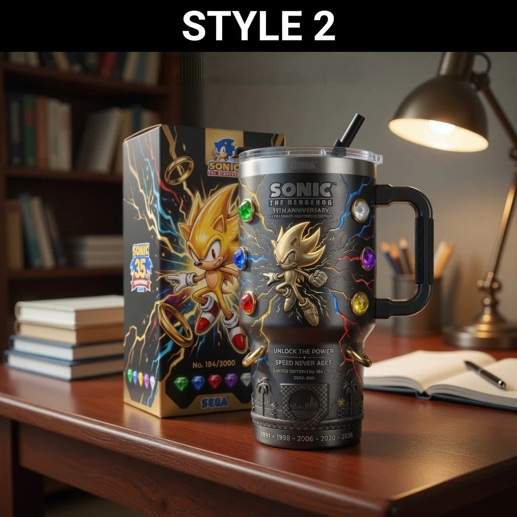 🦔🎮Sonic 35th Anniversary YETI Tumbler🏆