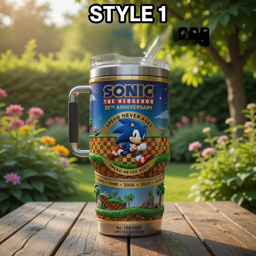 🦔🎮Sonic 35th Anniversary YETI Tumbler🏆