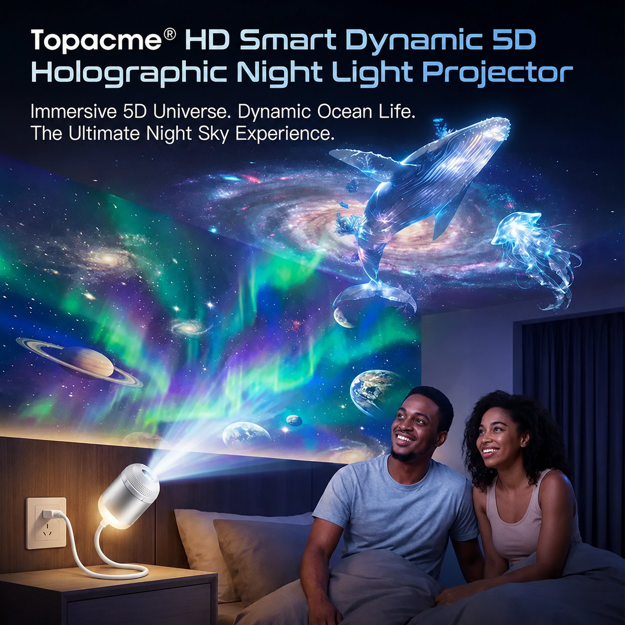 🔥LAST DAY 57% OFF - 🌌🌠HD Smart Dynamic 5D Holographic Night Light Projector🏆