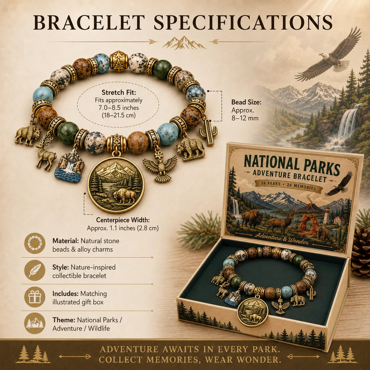 🏞️National Nature Park Faith Bracelet – Meaningful Vintage Nature & Wildlife Souvenir Bracelet💋