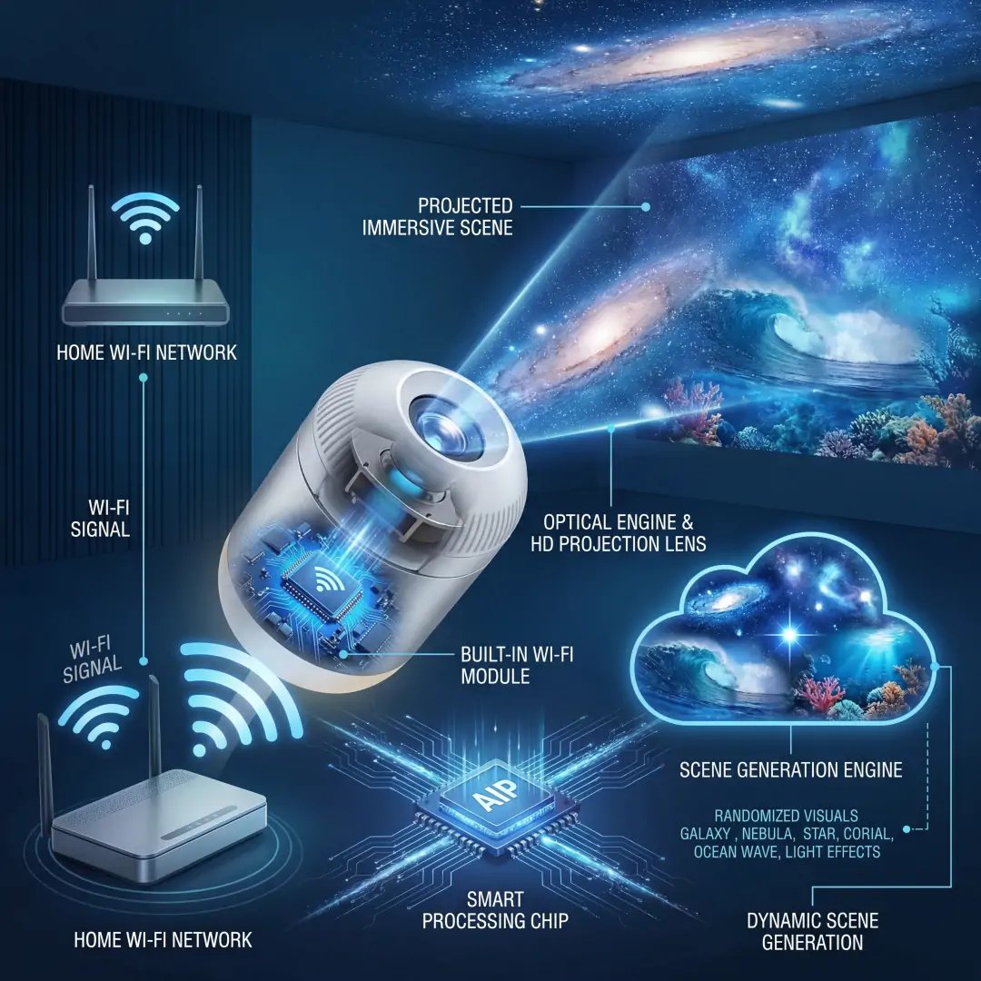 🔥LAST DAY 57% OFF - 🌌🌠HD Smart Dynamic 5D Holographic Night Light Projector🏆
