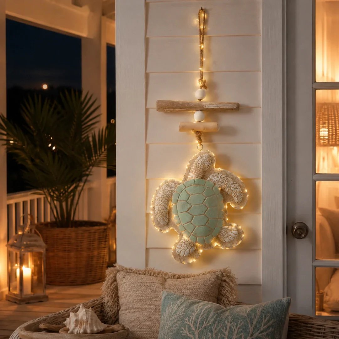 Glow-in-the-Dark Coastal Turtle Wall Hanging 🐢💋