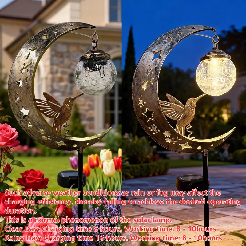 🌙✨Hummingbird Moon Solar Garden Stake Light🏆