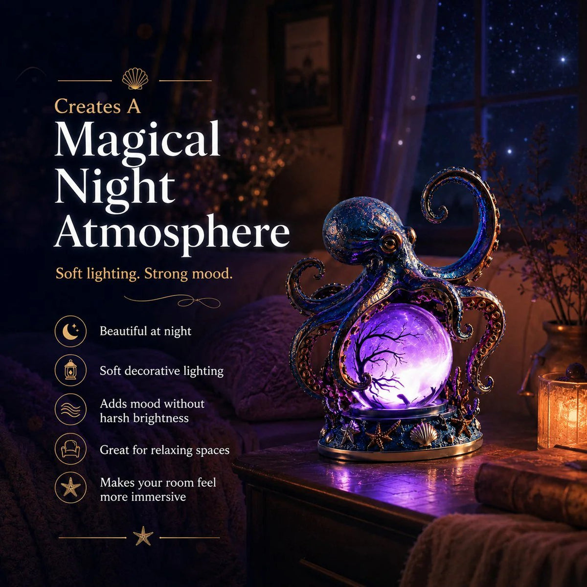 🐙 Deep Sea Octopus Crystal Ball Lamp💋