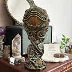 🔮 Handmade Black Obsidian Scrying Mirror – Crystal Chakra Altar Tool💋