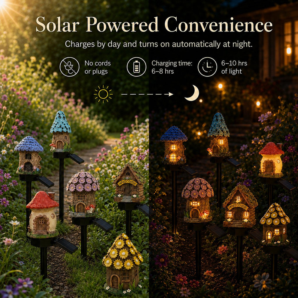 🍄🏠Solar Fairy-Tale Mushroom Cottage Garden Light🏆