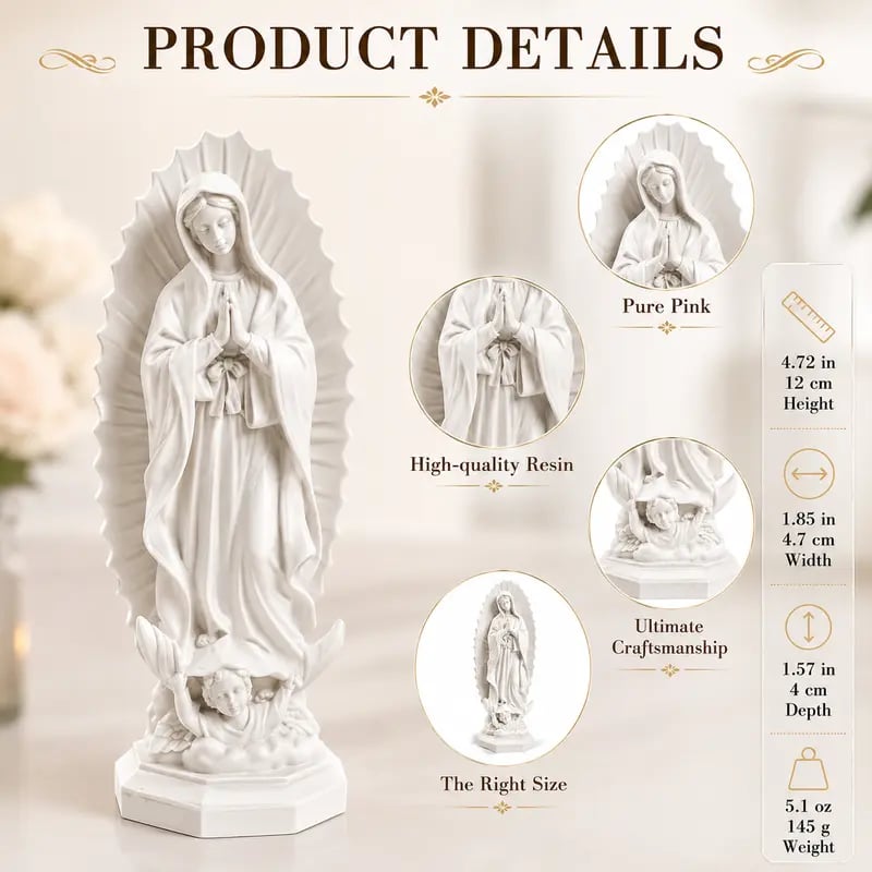 ✝️Resin Blessed Virgin Mary Rosary Holder Statue📿🏆