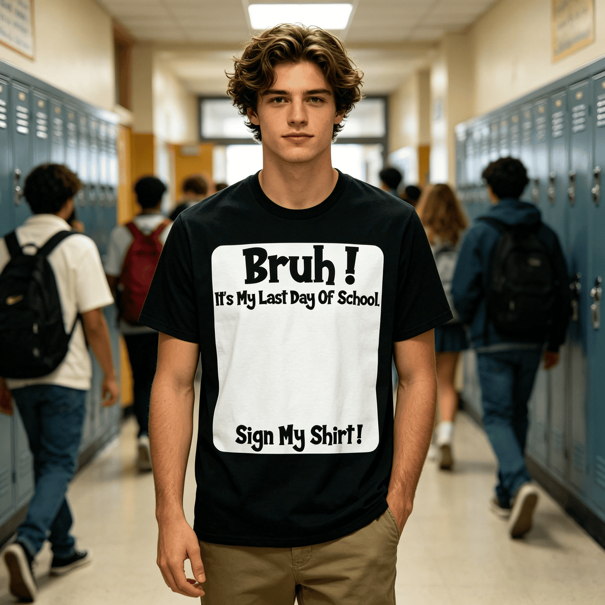 Bruh It'S My Last Day Of School Sign My T-Shirt For Boys/Girls Soft Fabric💋