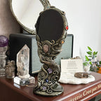 🔮 Handmade Black Obsidian Scrying Mirror – Crystal Chakra Altar Tool💋