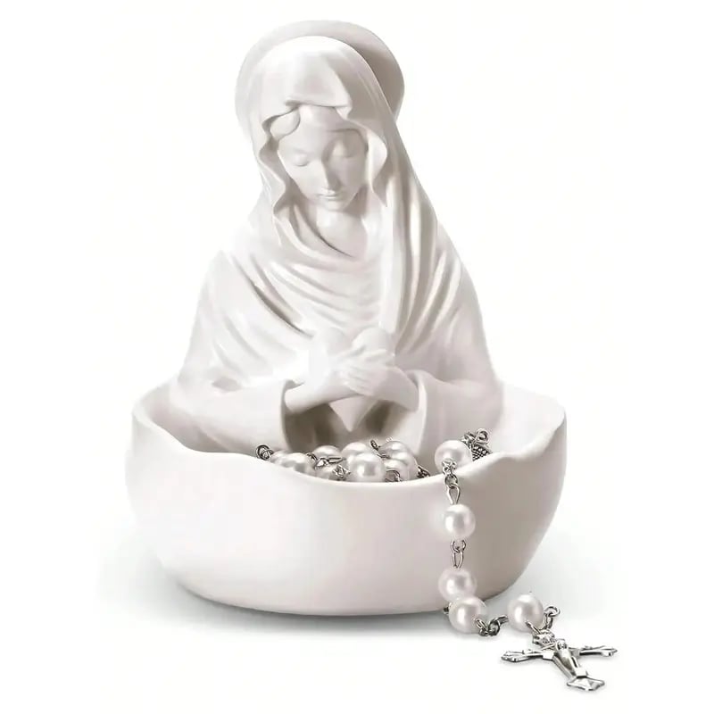 ✝️Resin Blessed Virgin Mary Rosary Holder Statue📿🏆