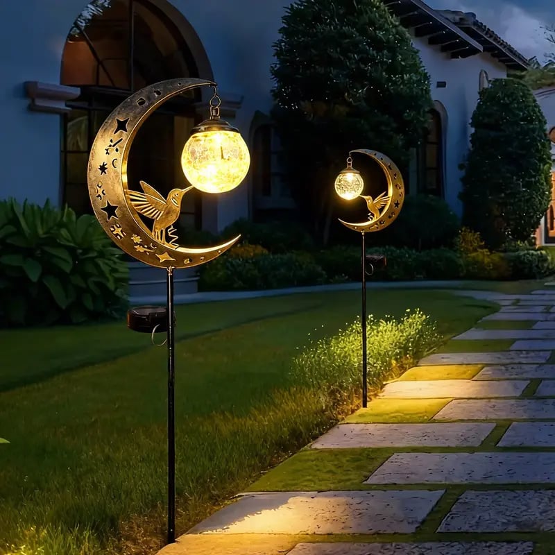 🌙✨Hummingbird Moon Solar Garden Stake Light🏆