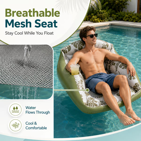 🛋️🏊‍♀️ 3-in-1 Inflatable Pool Lounge Chair🏆