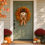 🔥🍁 Fall Favorite – Lighted Scarecrow Front Door Wreath💋