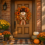 🔥🍁 Fall Favorite – Lighted Scarecrow Front Door Wreath💋