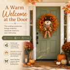🔥🍁 Fall Favorite – Lighted Scarecrow Front Door Wreath💋