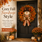 🔥🍁 Fall Favorite – Lighted Scarecrow Front Door Wreath💋