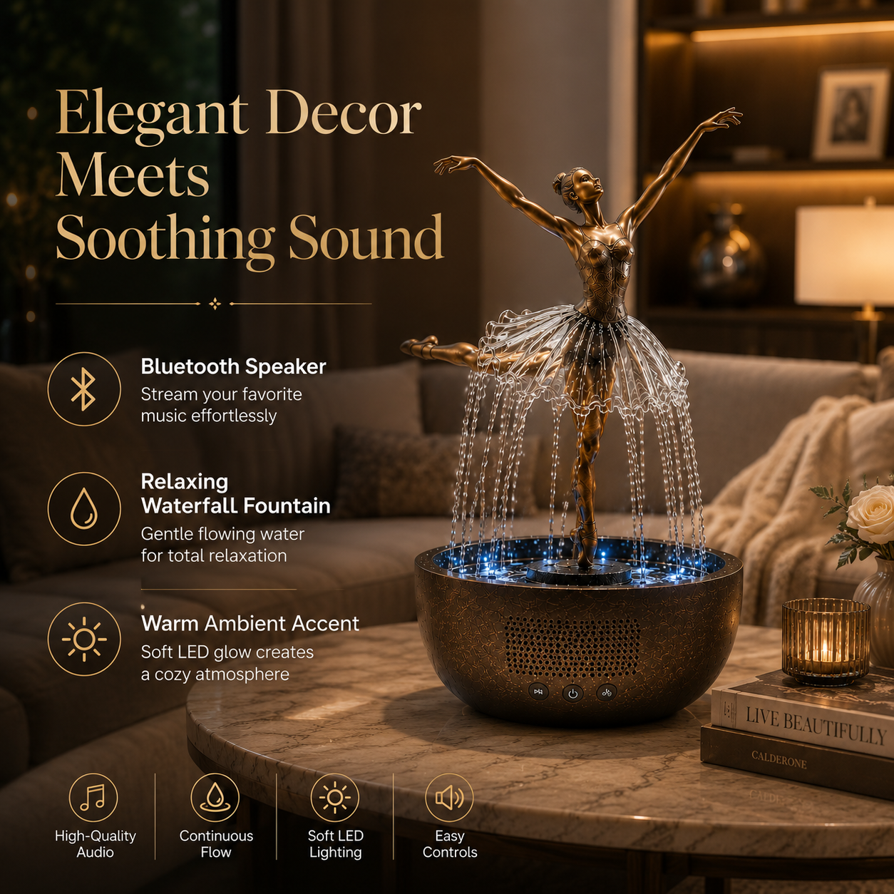 🎁💃 Ballerina Waterfall Bluetooth Speaker Fountain🩰🏆