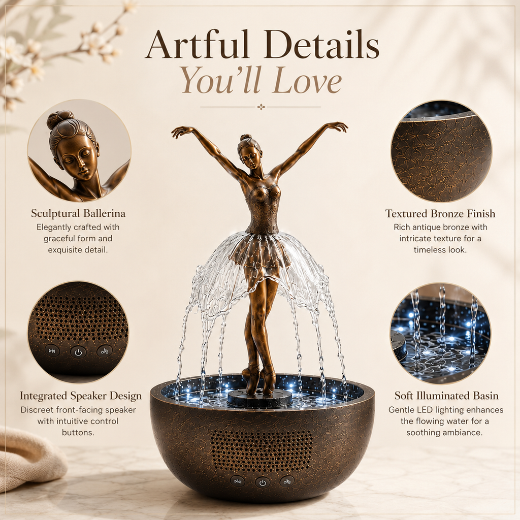 🎁💃 Ballerina Waterfall Bluetooth Speaker Fountain🩰🏆