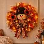 🔥🍁 Fall Favorite – Lighted Scarecrow Front Door Wreath💋