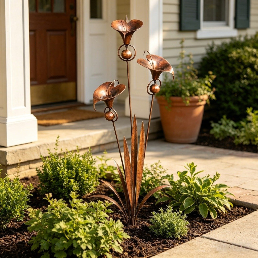 Copper Calla Lily Garden Chime Set – A Peaceful Touch for Flower Lovers 🌿🔔🏆