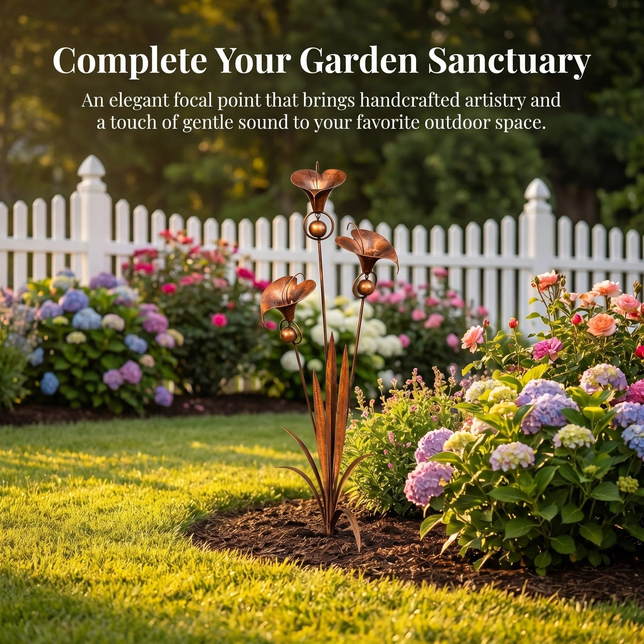 Copper Calla Lily Garden Chime Set – A Peaceful Touch for Flower Lovers 🌿🔔🏆