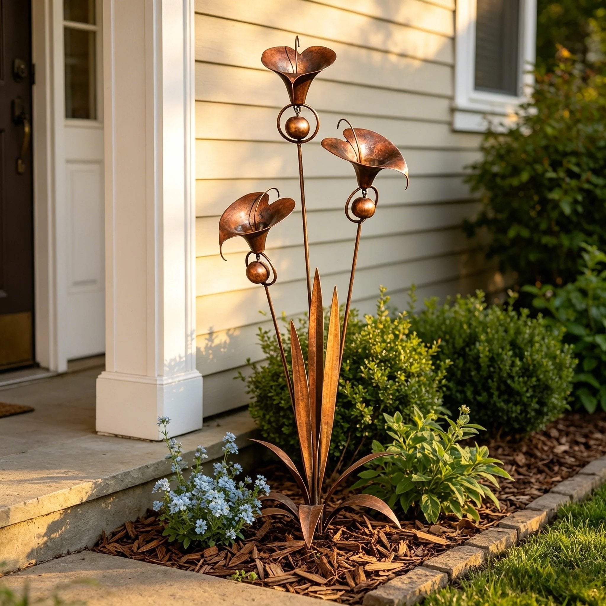 Copper Calla Lily Garden Chime Set – A Peaceful Touch for Flower Lovers 🌿🔔🏆