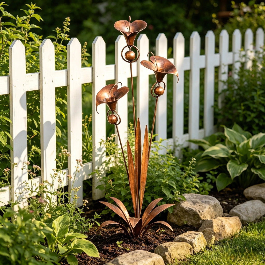 Copper Calla Lily Garden Chime Set – A Peaceful Touch for Flower Lovers 🌿🔔🏆