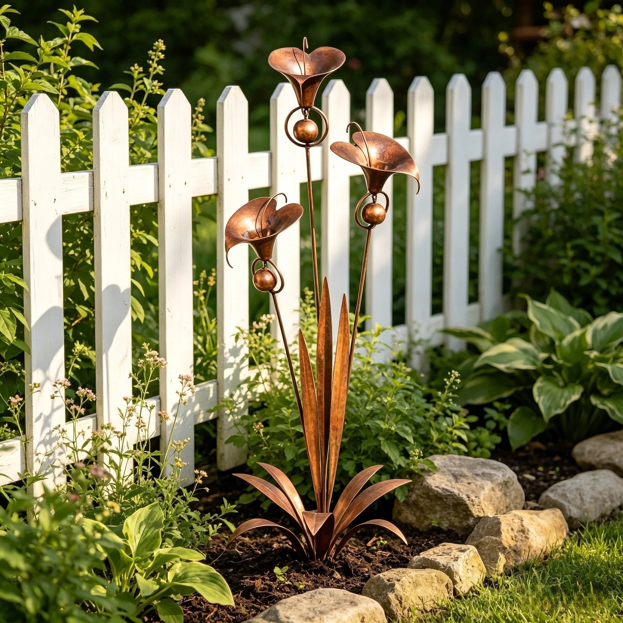 Copper Calla Lily Garden Chime Set – A Peaceful Touch for Flower Lovers 🌿🔔🏆
