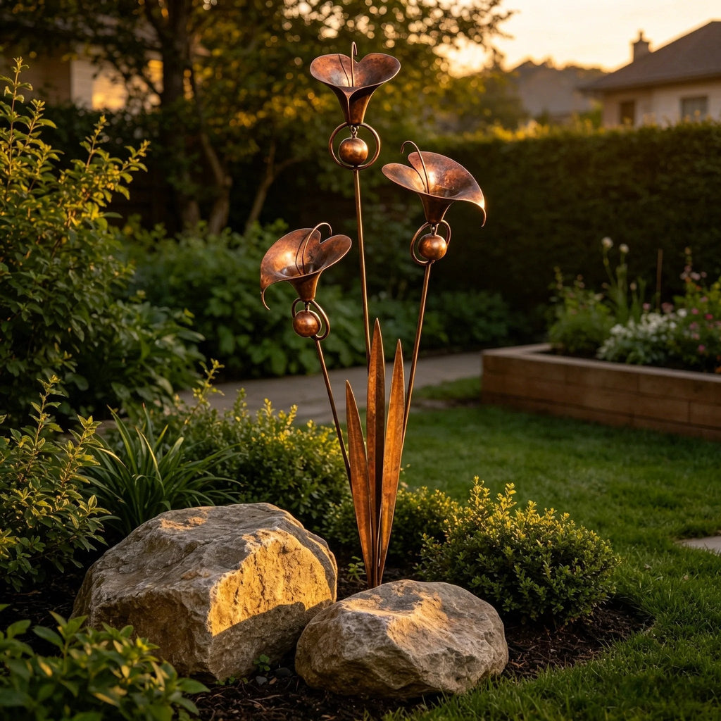 Copper Calla Lily Garden Chime Set – A Peaceful Touch for Flower Lovers 🌿🔔🏆