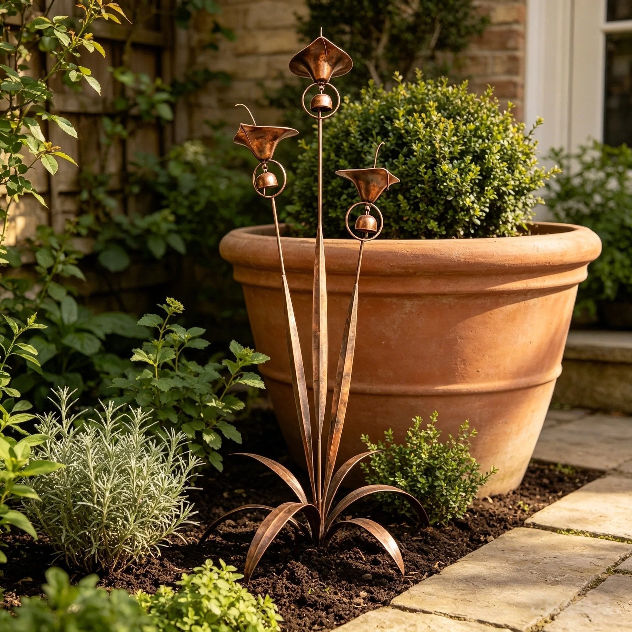 Copper Calla Lily Garden Chime Set – A Peaceful Touch for Flower Lovers 🌿🔔🏆