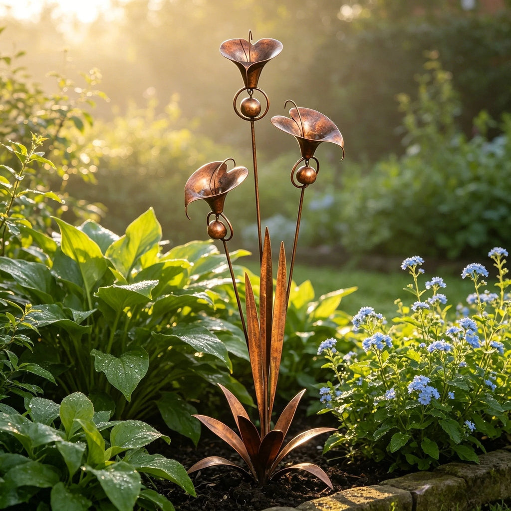 Copper Calla Lily Garden Chime Set – A Peaceful Touch for Flower Lovers 🌿🔔🏆