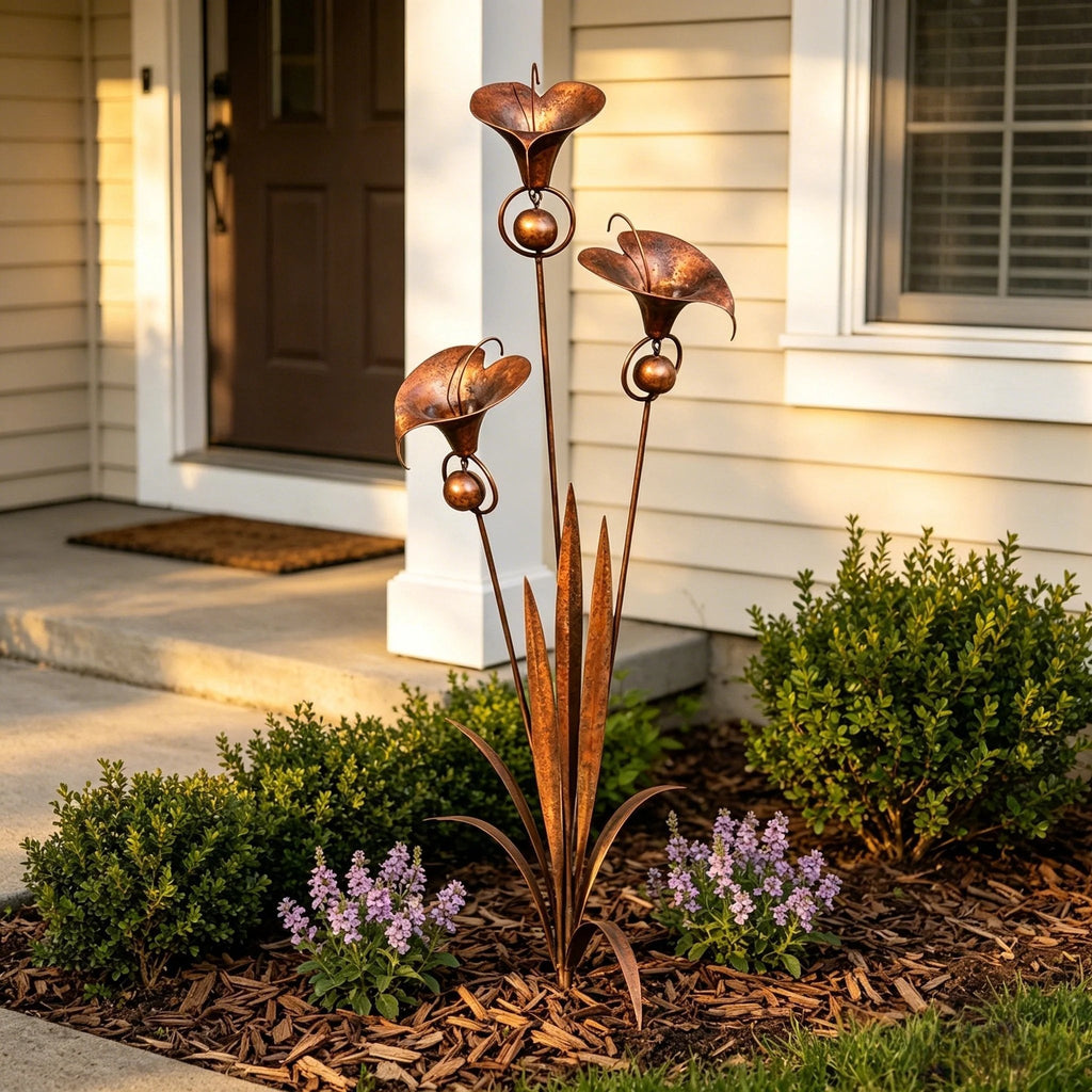 Copper Calla Lily Garden Chime Set – A Peaceful Touch for Flower Lovers 🌿🔔🏆