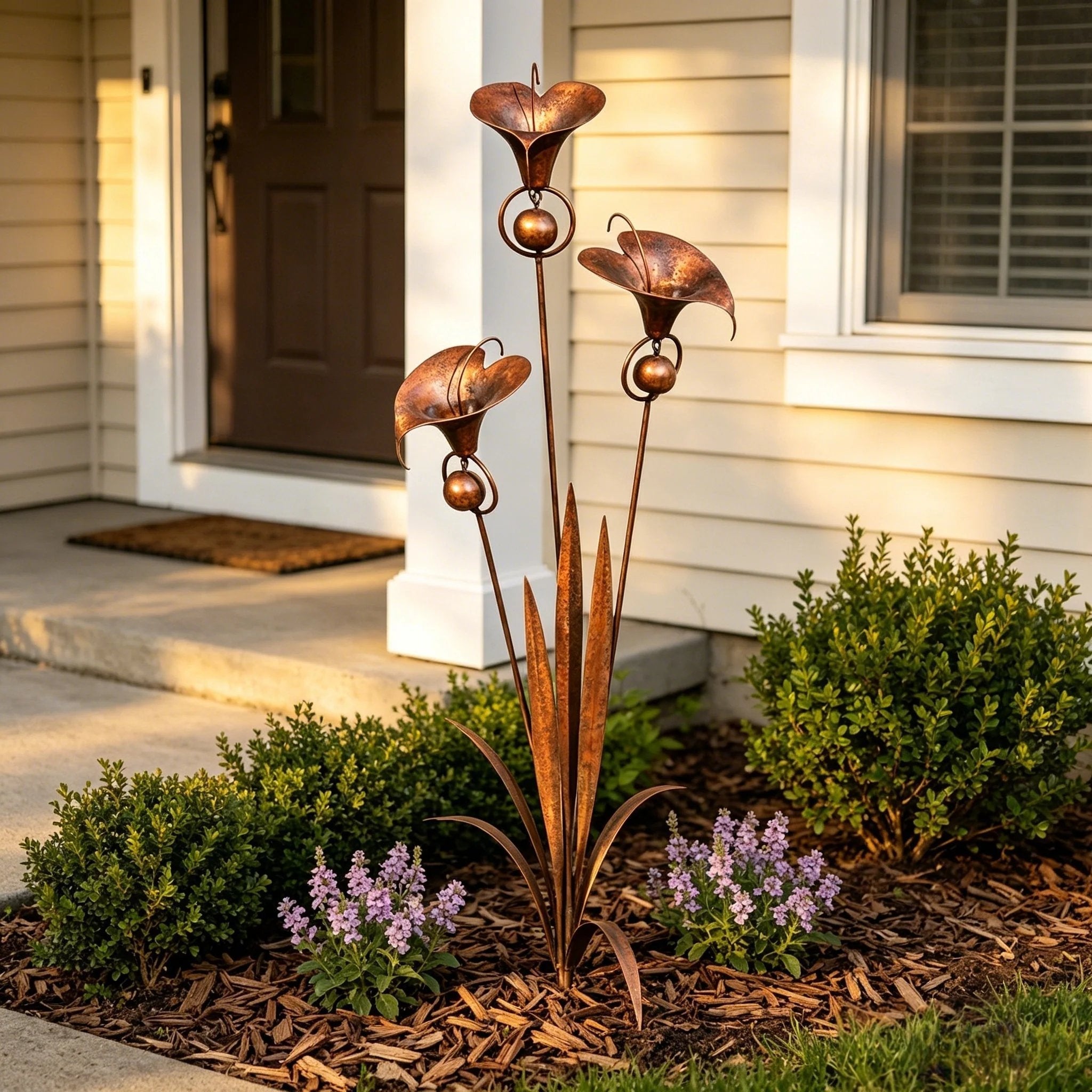 Copper Calla Lily Garden Chime Set – A Peaceful Touch for Flower Lovers 🌿🔔🏆