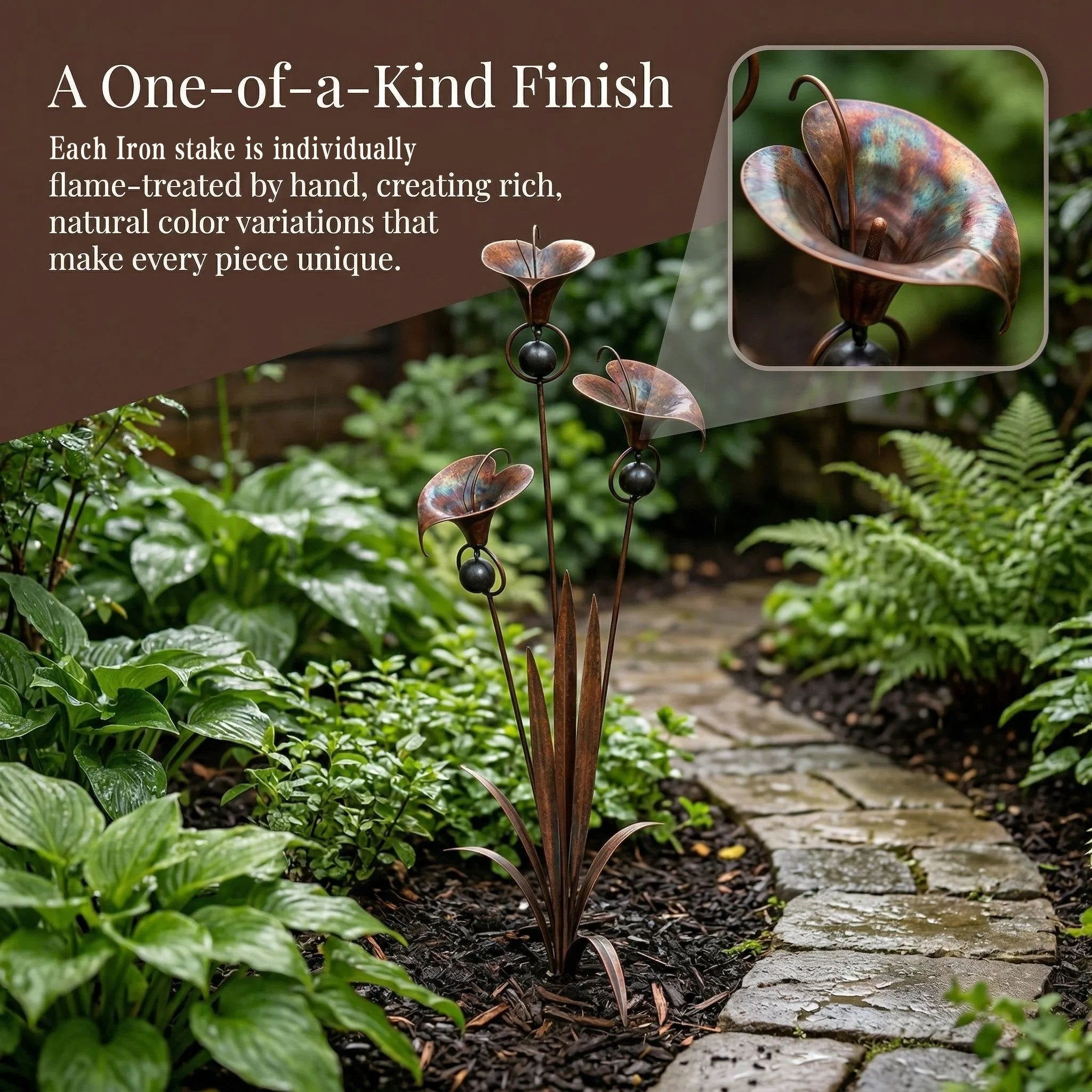 Copper Calla Lily Garden Chime Set – A Peaceful Touch for Flower Lovers 🌿🔔🏆