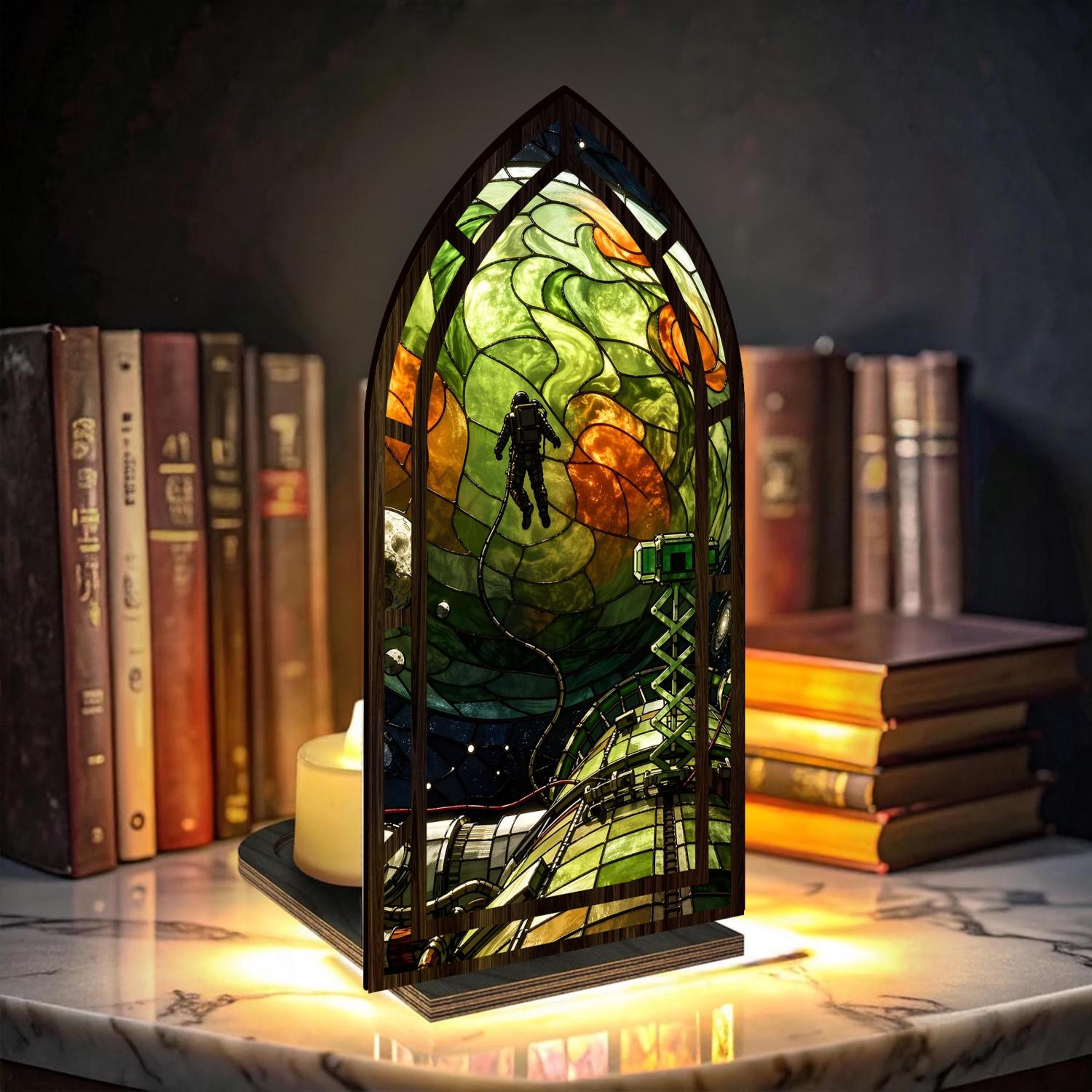 Project Hail Mary Book Nook | Sci-Fi Stained Glass Style Bookshelf Decor | Tau Ceti & Astronaut Wood Acrylic Sign | Bookish Gift💋