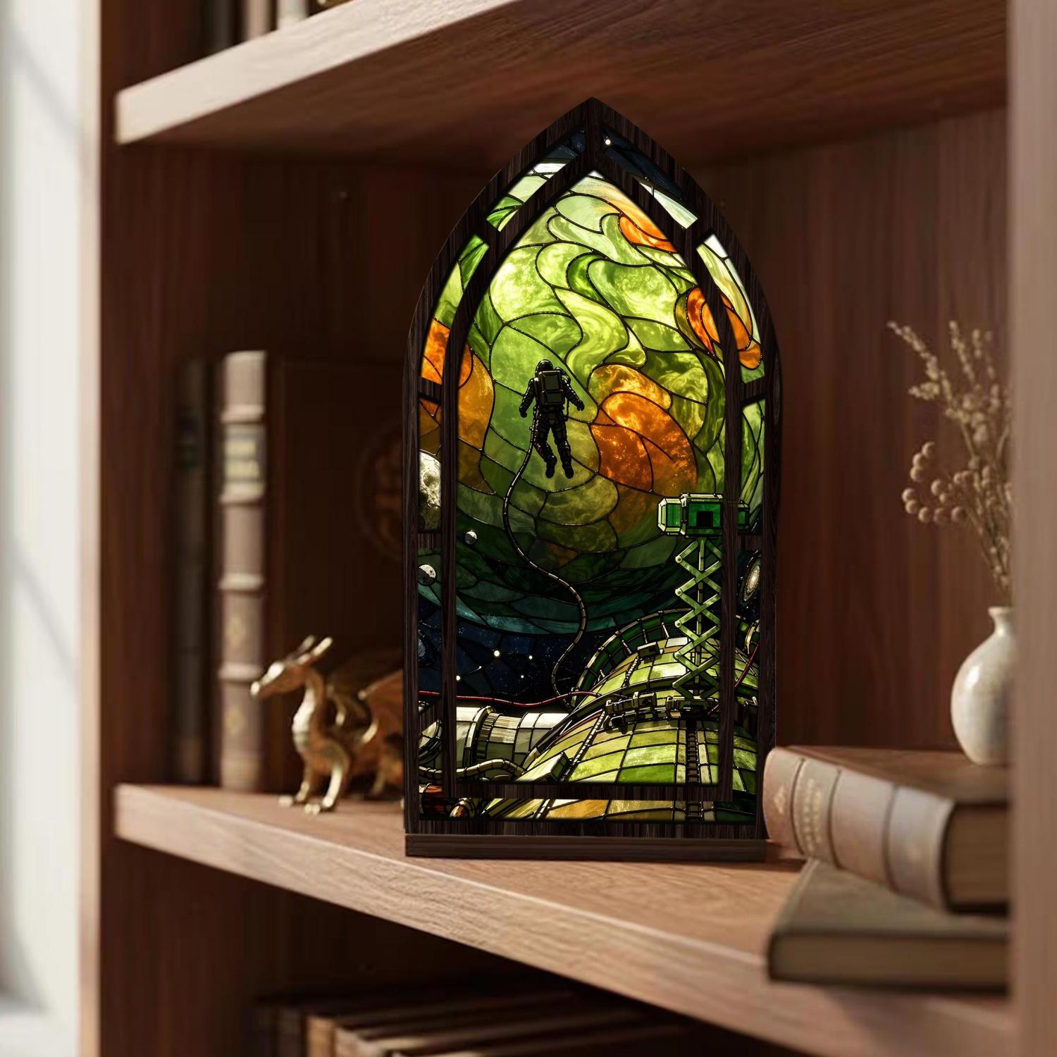 Project Hail Mary Book Nook | Sci-Fi Stained Glass Style Bookshelf Decor | Tau Ceti & Astronaut Wood Acrylic Sign | Bookish Gift💋