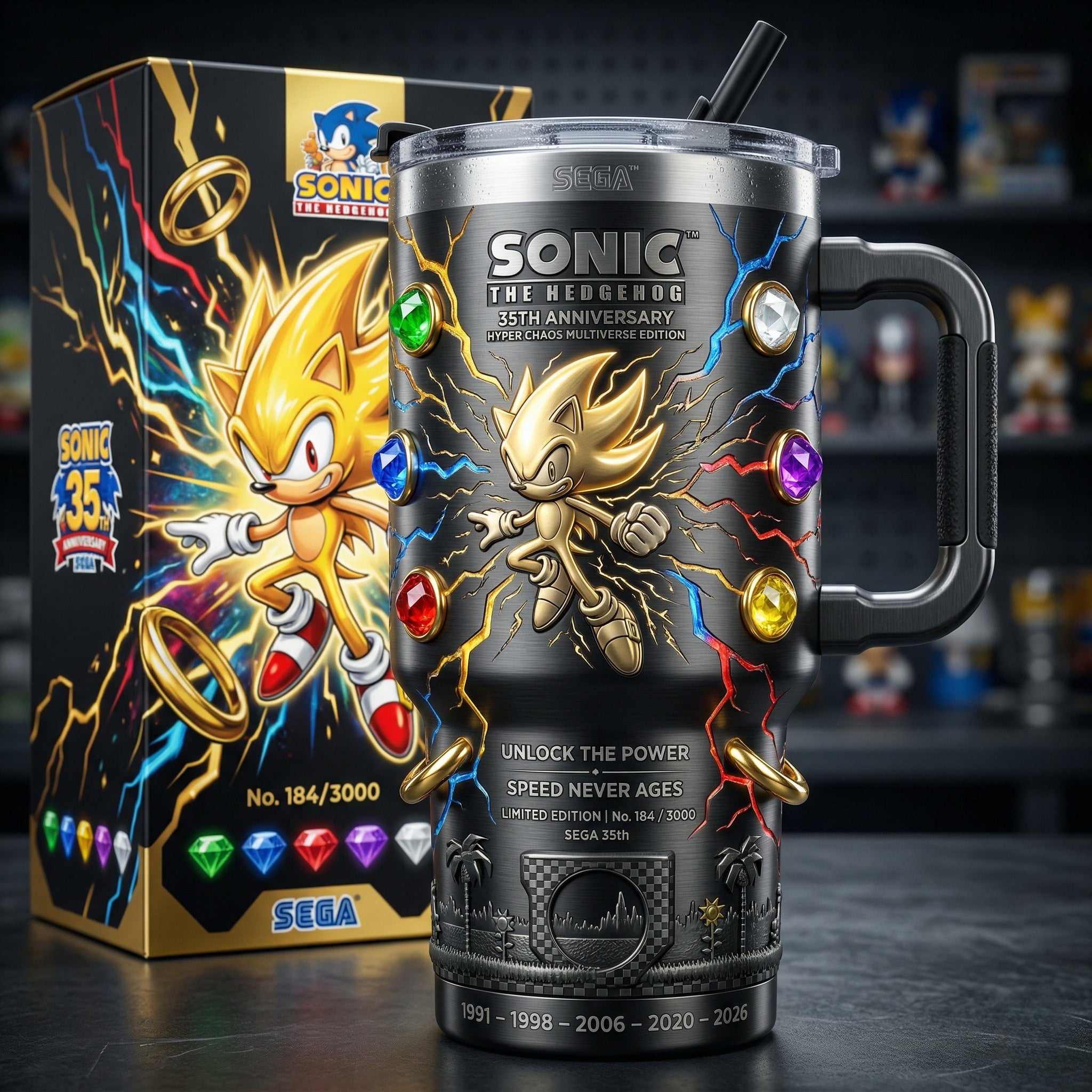 🦔🎮Sonic 35th Anniversary YETI Tumbler🏆