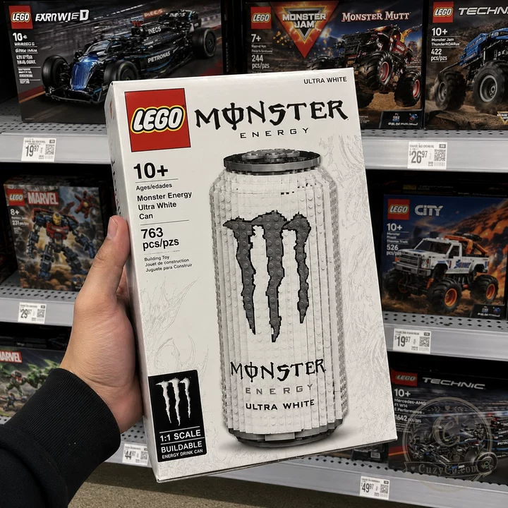 Monster Energy Ultra White Can Building Brick Set Collector Edition💋