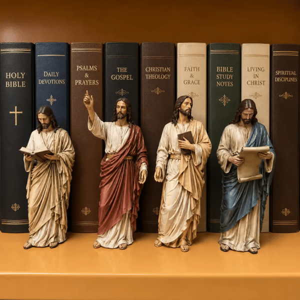 ✝️Jesus Figurine Bookshelf Decor Set🙏Sacred Companions for Your Daily Walk of Faith📚💋