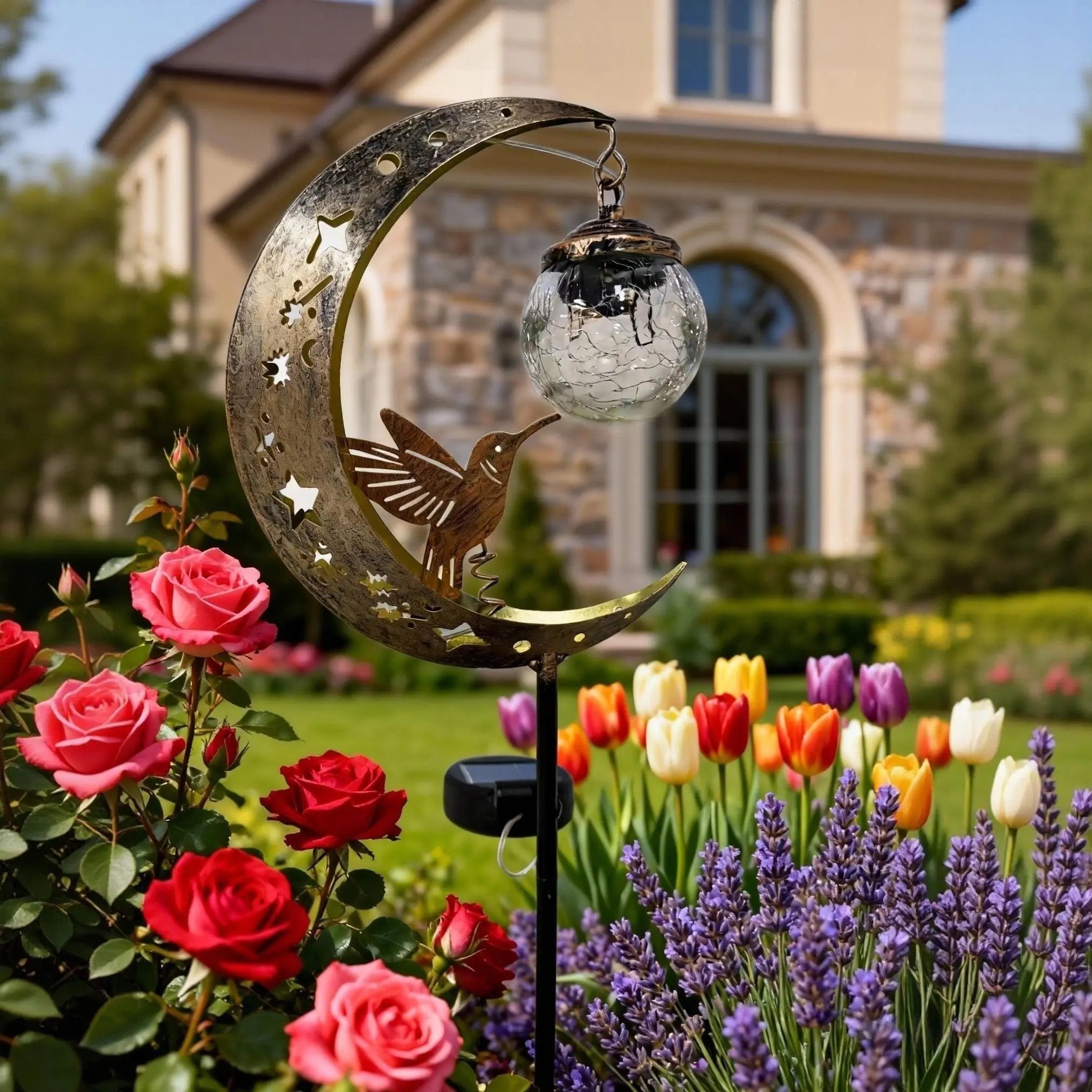 🌙✨Hummingbird Moon Solar Garden Stake Light🏆