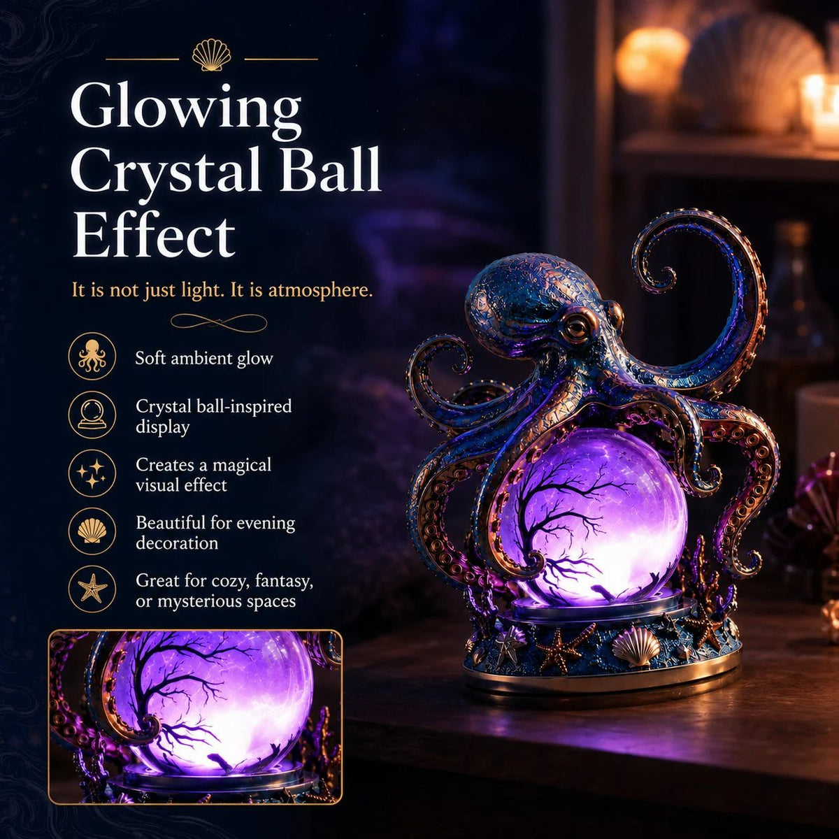 🐙 Deep Sea Octopus Crystal Ball Lamp💋